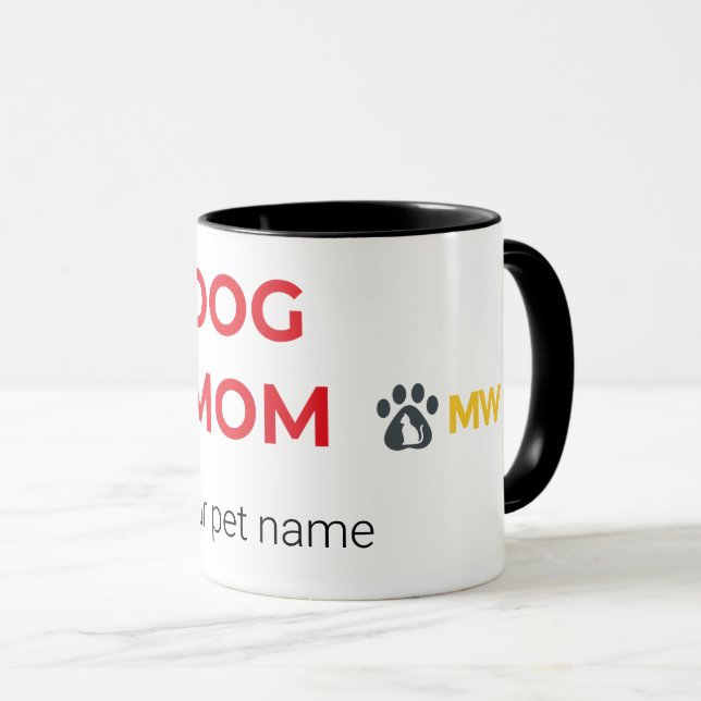 Caneca Custom Minimalist Dog Mom Two-Tone Mug – Personali (Frente Esquerda)