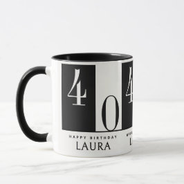Caneca Custom Name & Age Black and White Birthday