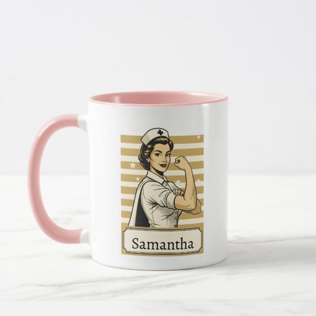 Caneca Custom Name Nurse life Coffee Mug Gift (Esquerda)