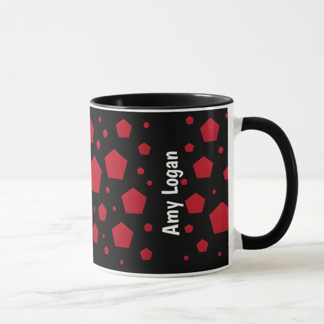 Caneca Custom Name Red Pentagon Holiday Coffee Mug (Direita)
