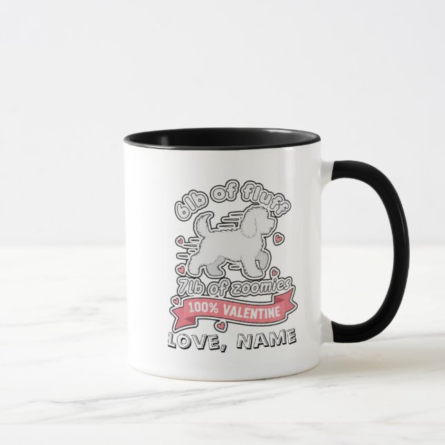 Caneca Custom Name Valentine 6lb of Fluff 7lb of Zoomies (Direita)