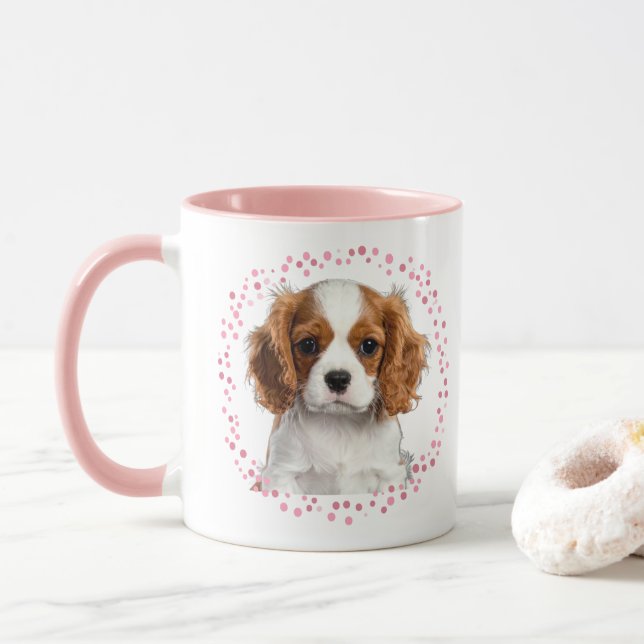 Caneca Custom pastel pink cavalier mug Photo Personalized (Com Donut)