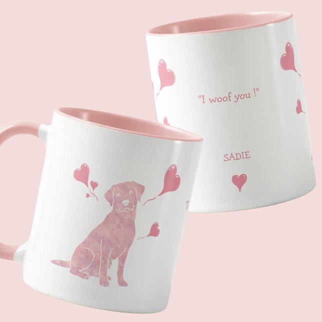 Caneca Custom Pastel Pink Labrador Retriever Valentine (Criador carregado)