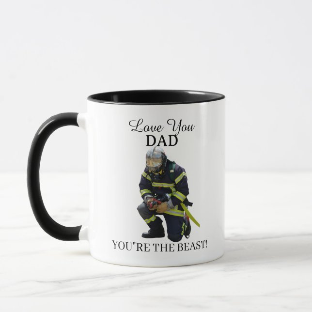 Caneca Custom Photo Firefighter For Dad Git Mug (Esquerda)