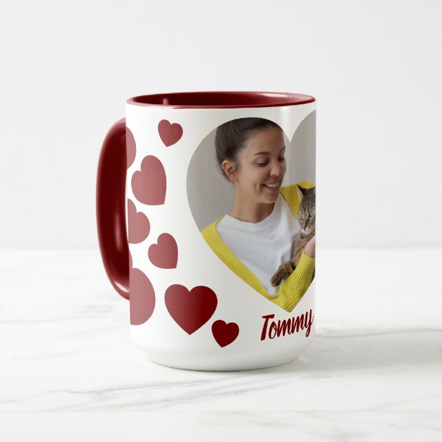 Caneca Custom Photo Heart Mug: A Keepsake for Cat Lovers (Frente Esquerda)