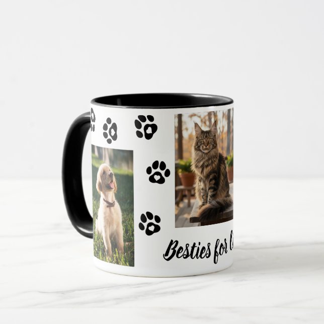 Caneca Custom Photo Mug: Pet Besties for Life (Frente Esquerda)