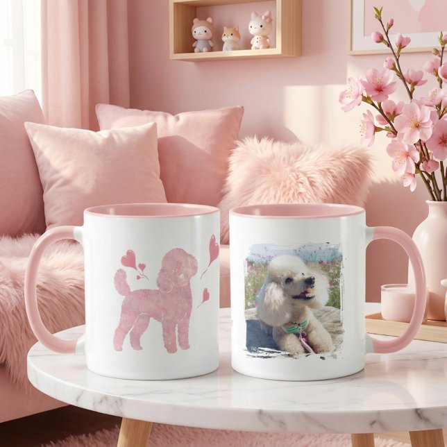 Caneca Custom Photo Poodle Valentine Mug with Name (Criador carregado)