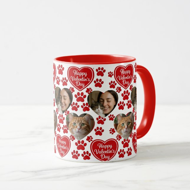 Caneca Custom Photo Valentine’s Day Cat Lover Mug  (Frente Esquerda)