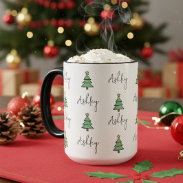 Caneca Custom Pine Tree Christmas Mug for Kids & Coworker