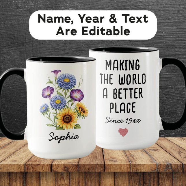 Caneca Custom September Birth Flower - Personalized Name (Criador carregado)