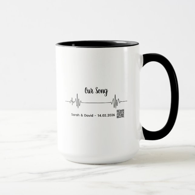 Caneca Custom Soundwave Song Code Mug-Personalized Voice  (Direita)