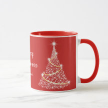 Custom Sparkling White Red Christmas Tree Holiday