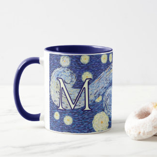 Caneca Custom Starry Night Monogram Vincent Van Gogh Art