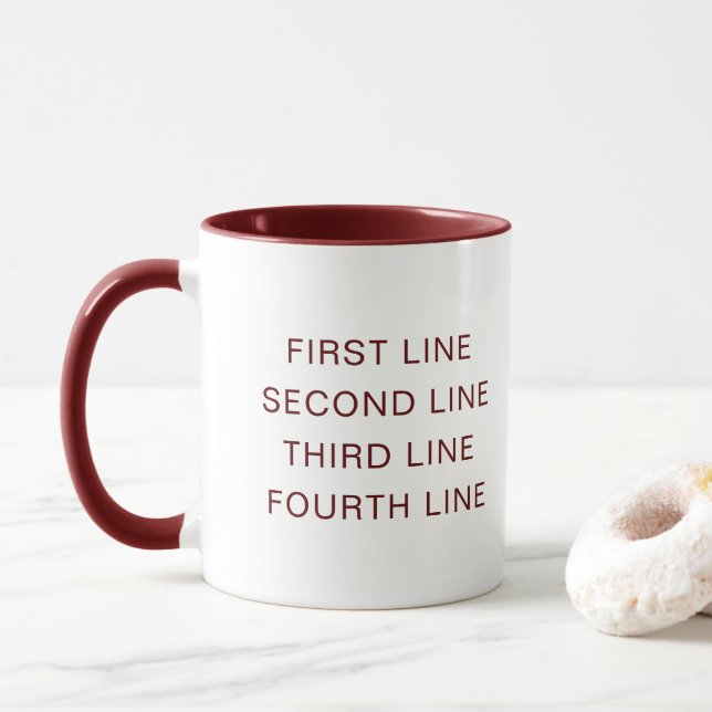 Caneca Custom Text Personalized Maroon 11 oz Combo (Com Donut)