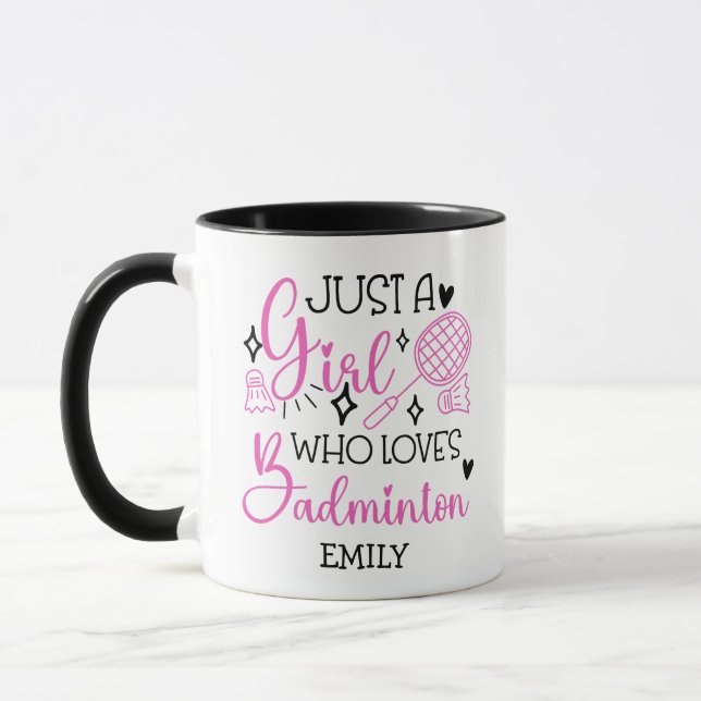 Caneca Custom This Girl Loves Badminton Girly Pink (Esquerda)