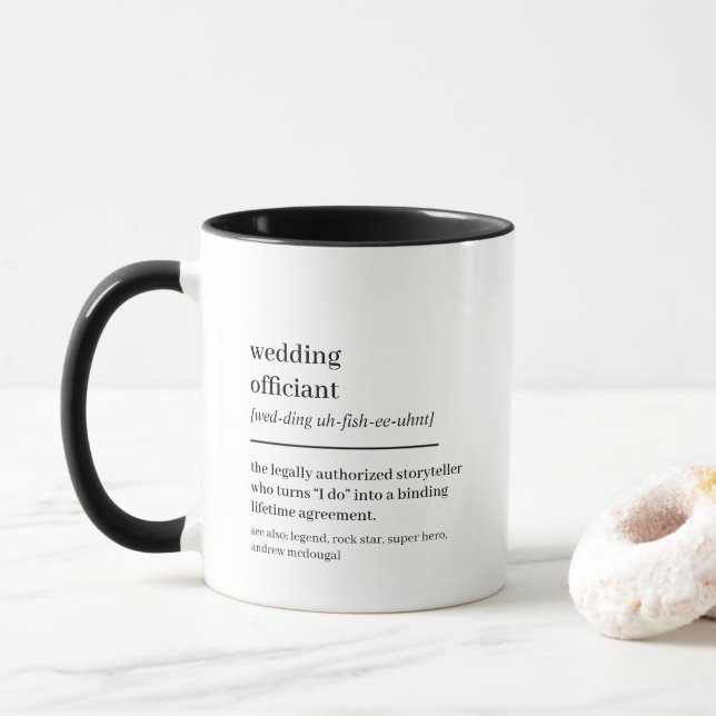Caneca Custom Wedding Officiant Gift Funny Definition (Com Donut)