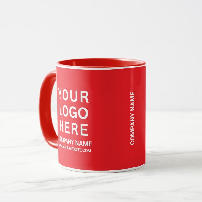 Caneca Custom White Company Logo on a Business Red (Frente Esquerda)