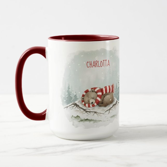Caneca Custom Winter Bear Mug – Sleeping Animal Design (Esquerda)