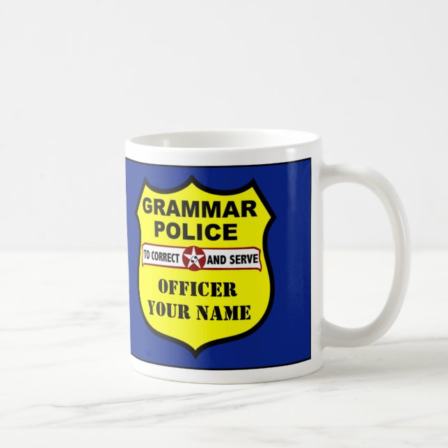 Caneca customizável da polícia da gramática (Direita)