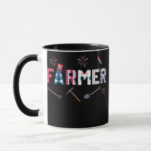 Caneca Cute 4th Of July Farmer American Flag Family