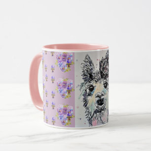 Caneca Cute Alpacca Llama lilac Watercolor Mug