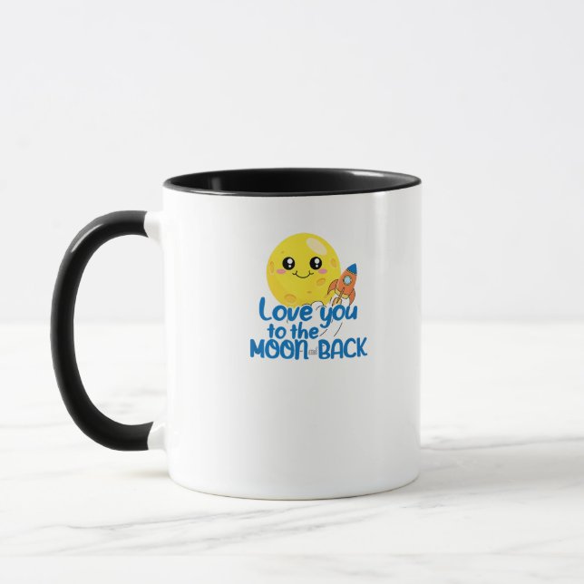 Caneca Cute Amor Você Para a Lua e Volta Foguete Espaço W (Esquerda)