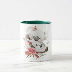 Caneca Cute Baby Koala Dourado Speckle Nome Personalizado