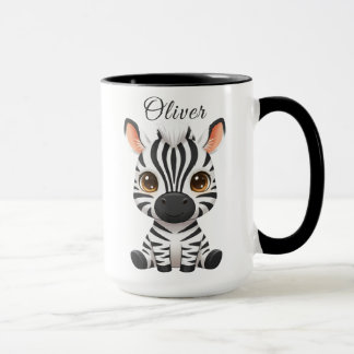 Caneca Cute Baby Zebra Cartoon, Personalize Child's Name