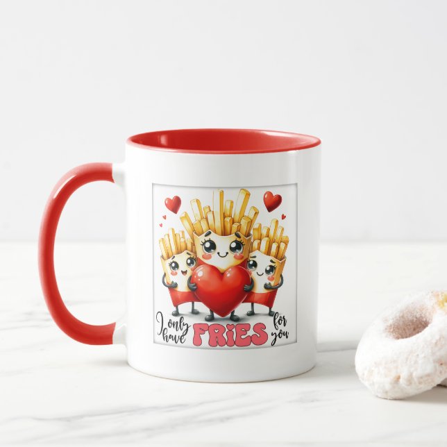 Caneca Cute batatas fritas amam a arte da palavra  (Com Donut)