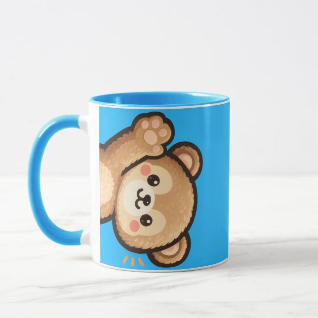 Caneca Cute Bear Blue Mug | Kawaii Coffee Cup (Esquerda)