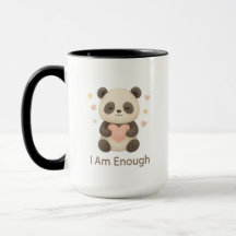 Cute Bear with Pink Heart — I Am Enough mug