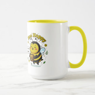 Caneca Cute Bee Happy Illustration - Sweet as Honey Desig