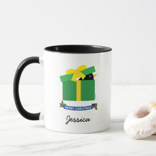 Caneca Cute Blackbird Purging Out Of Gift Box Nome Person