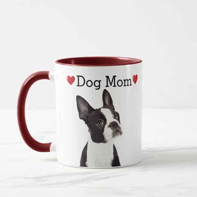 Caneca Cute Boston Terrier Heart Dog Mãe Puppy (Esquerda)