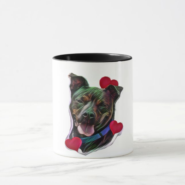 Caneca Cute Brindle Pop Art Pit Bull Staffordshire Love (Centro)