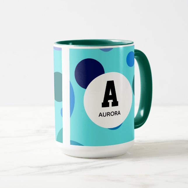 Caneca Cute Bubble design with Customizable Name Initial (Frente Esquerda)