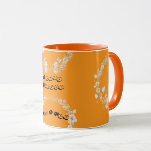 Caneca Cute Bunny Watercolor Personalized Kids Coffee Mug (Frente Esquerda)