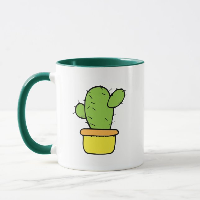 Caneca Cute Cactus em Plantador Amarelo (Esquerda)
