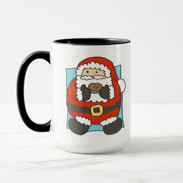 Caneca Cute Cartoon Santa Holding Mince Pie (Esquerda)