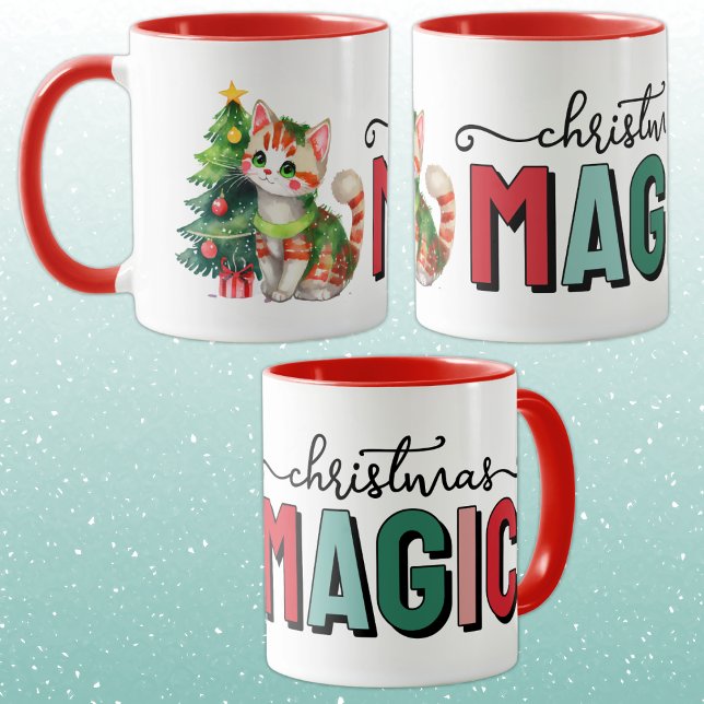 Caneca Cute cat christmas magic (Criador carregado)