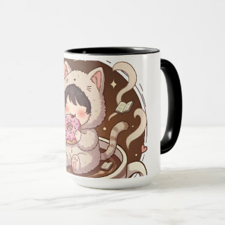 Caneca Cute Cat in Coffee Cup - Cozy Adventure art