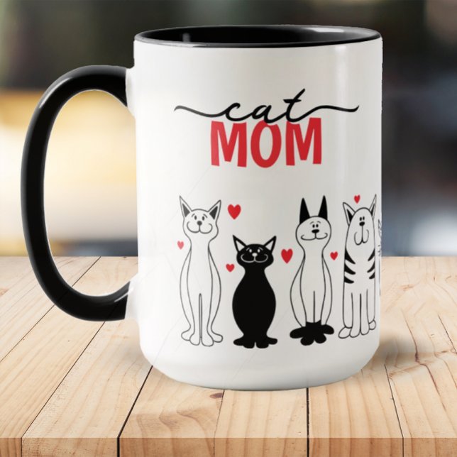 Caneca Cute Cat Mom Mug (Cat Mom Coffee Mug)