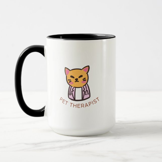 Caneca Cute Cat Pet Therapist Cartoon Design (Esquerda)