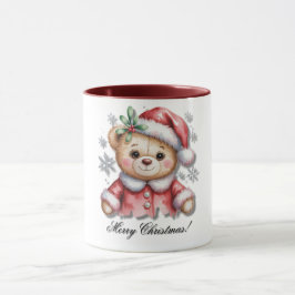 Caneca Cute Christmas Bear and Snowflakes Baby Shower