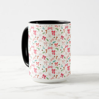 Caneca Cute Christmas Bow & Candy Cane Pattern Mug