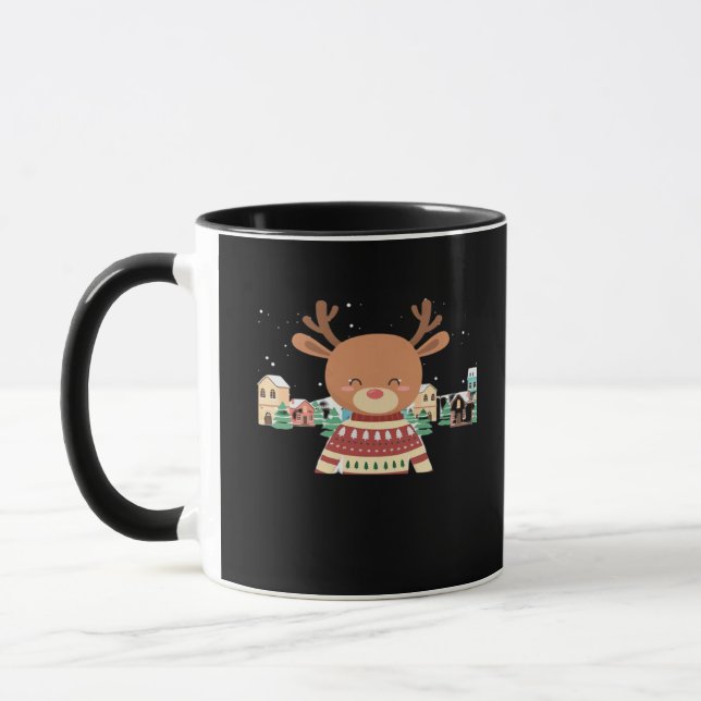 Caneca Cute Christmas Deer Minimal Design (Esquerda)