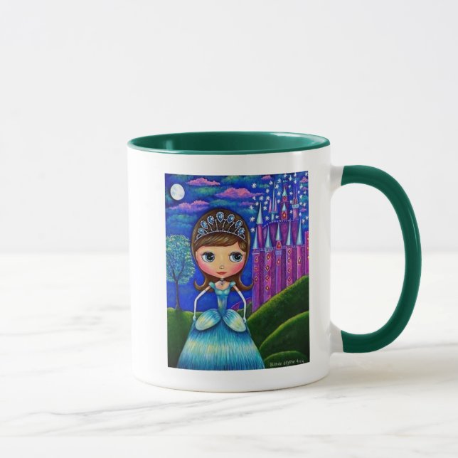 Caneca Cute Cinderella Doll Vestindo Tiara Castle Mug (Direita)