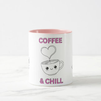 Caneca Cute "Coffee & Chill" Kawaii Mug – Coffee Lover GF