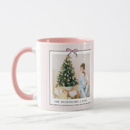 Caneca Cute Coquette Pink Bow Photo Christmas