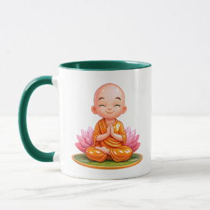 Caneca Cute Criança Monge de Meditação